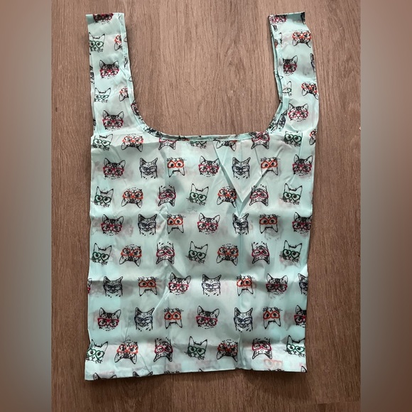 Handbags - Foldable Reusable Bag with Clip - Cat Print